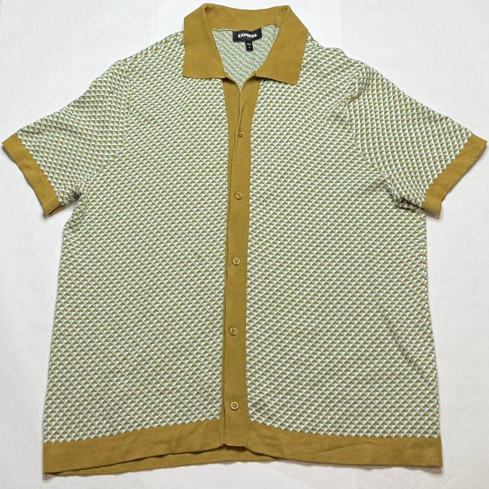Men's Express Geo print short sleeve polo shirt size XL